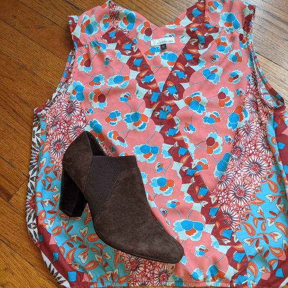 Alison Joy women's faux wrap v-neck blouse L silky - Picture 11 of 11